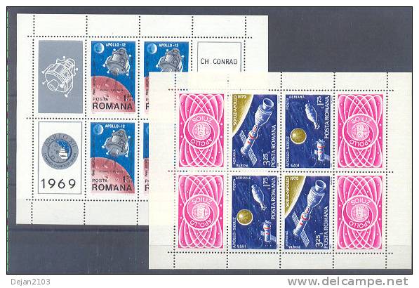 Romania Cosmos 2 Mini Sheets 1969,1975 MNH ** - Sonstige & Ohne Zuordnung