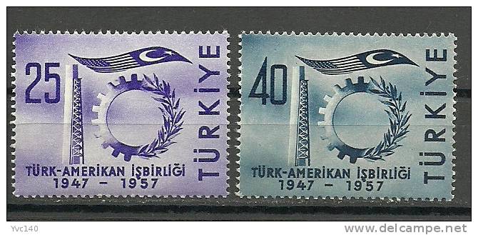 Turkey; 1957 10th Anniv. Of Turkish-American Collaboration (Complete Set) - Nuovi