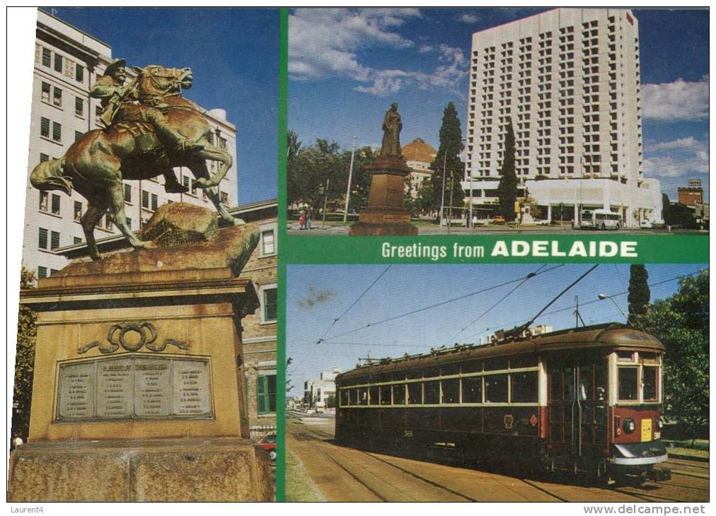 (300) Australia - SA - Adelaide With Tramway And Statue - Adelaide