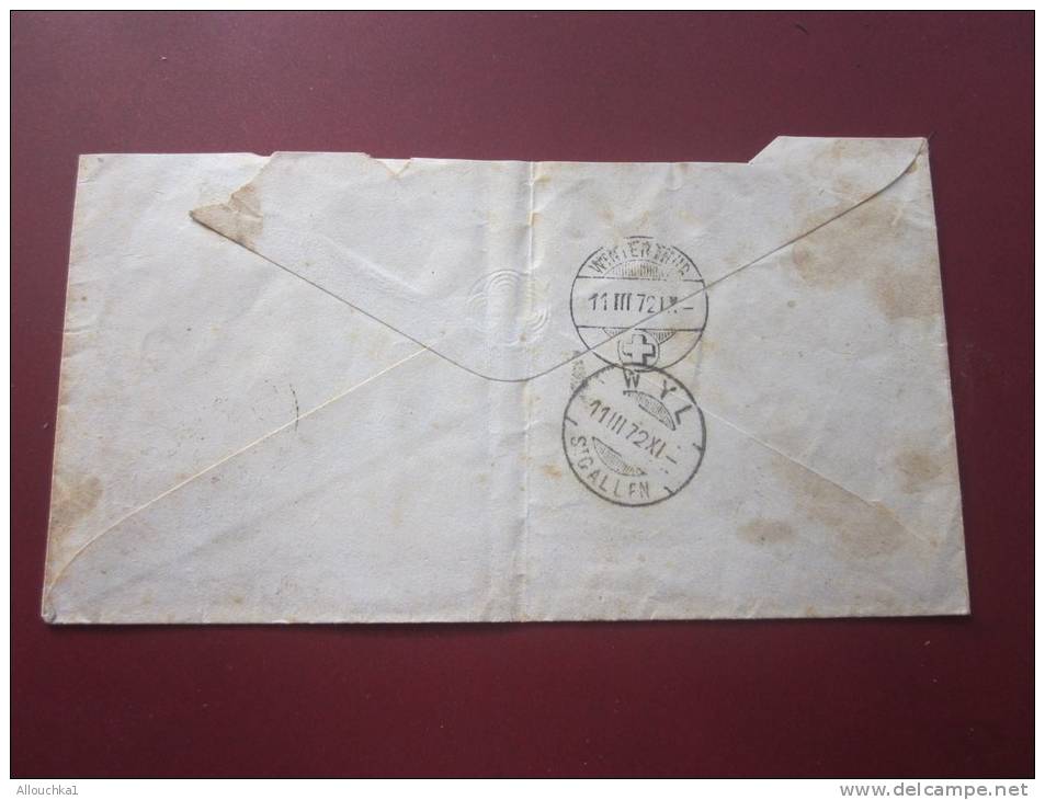 Entiers Postaux  Postal Gesamte >11 Mars 1872 :Stein De Winterthur Suisse Helvetia Lettre Cover>pour Wyl St Gall - Interi Postali