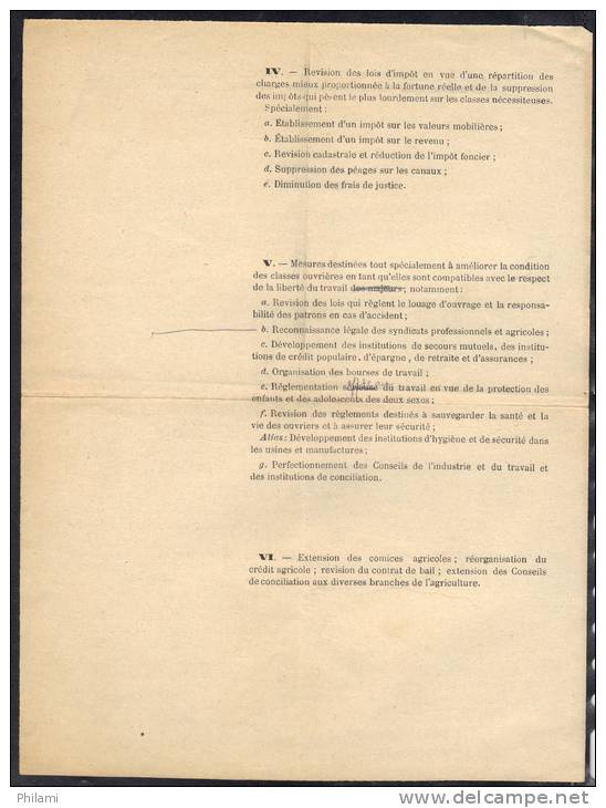 BELGIQUE 1894,  AVANT PROJET De PROGRAMME De La FEDERATION LIBERAL. (3V12) - Documentos Históricos