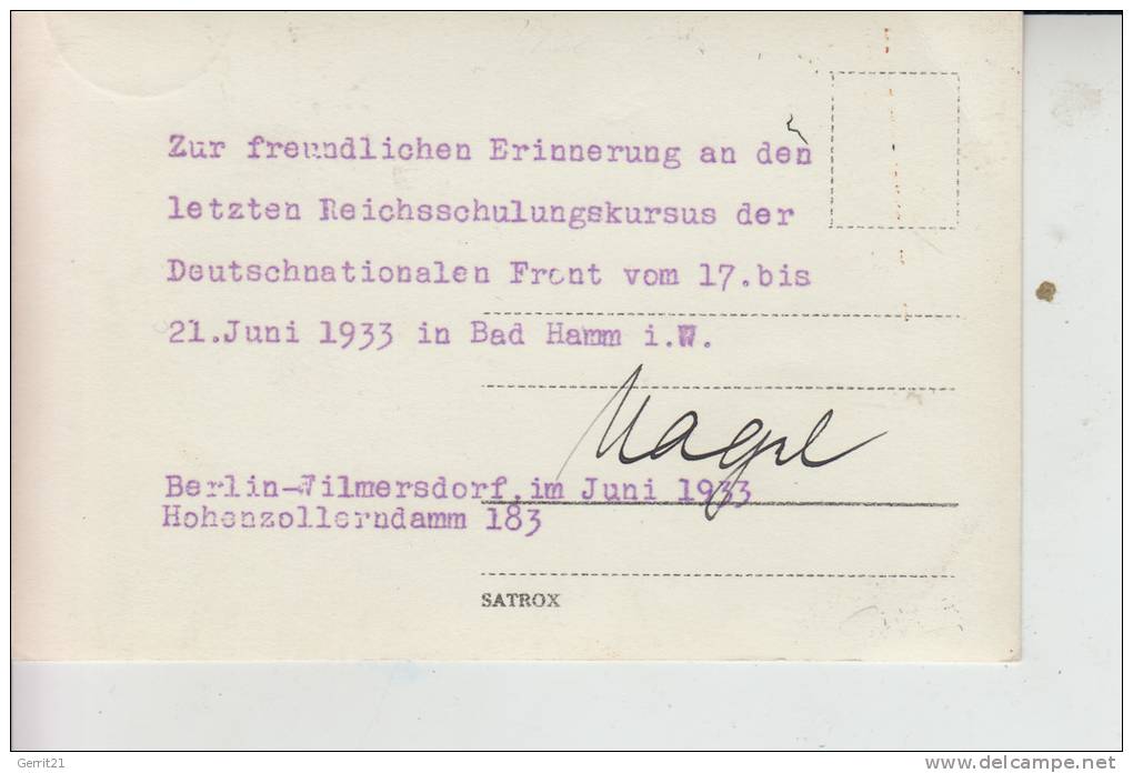 4700 HAMM, Deutschnationale Front,  Juni 1933 Hamm, Foto, Original Ohne Kopierschutz - Hamm