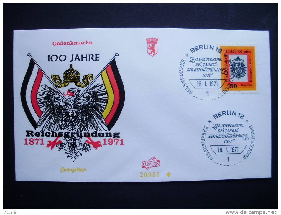 Berlin 385 FDC, 100. Jahrestag Der Reichsgründung - Altri & Non Classificati