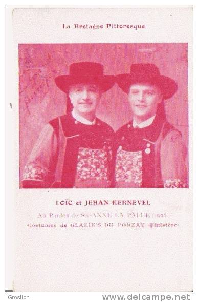 LOIC ET JEHAN KERNEVEL AU PARDON DE STE ANNE LA PALUD 1925 COSTUMES DE GLAZIK'S DU PORZAY FINISTERE - Plonévez-Porzay