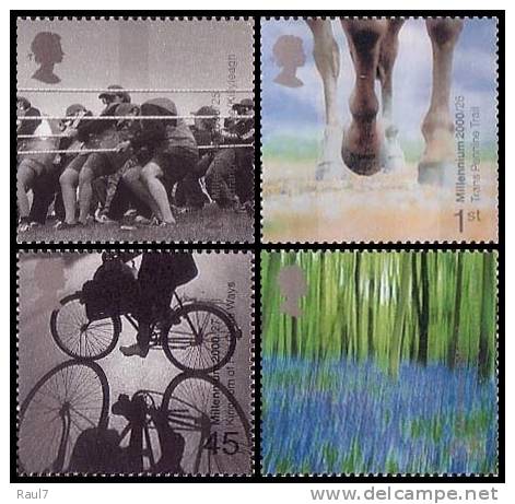 GRAND-BRETAGNE - 2000 Millénium 7 - Vélo, Cheval Nature - 4v Neufs// Mnh - Unused Stamps