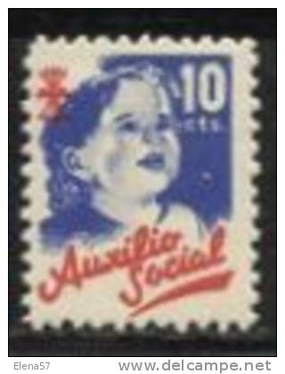 9173-SELLO AZUL  FALANGE NIÑA AUXILIO SOCIAL BENEFICO NUEVO ** MNH 10 CENTIMOS. - Nationalist Issues