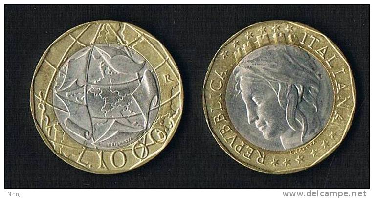 21-Italia 1997 Moneta Bimetallica £. 1.000  Circolata - 1 000 Liras