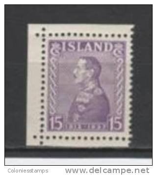 (SA0600) ICELAND, 1937 (25th Anniversary Of The Reign Of Christian X, 15a., Violet). Mi # 190. MNH** Stamp - Ongebruikt