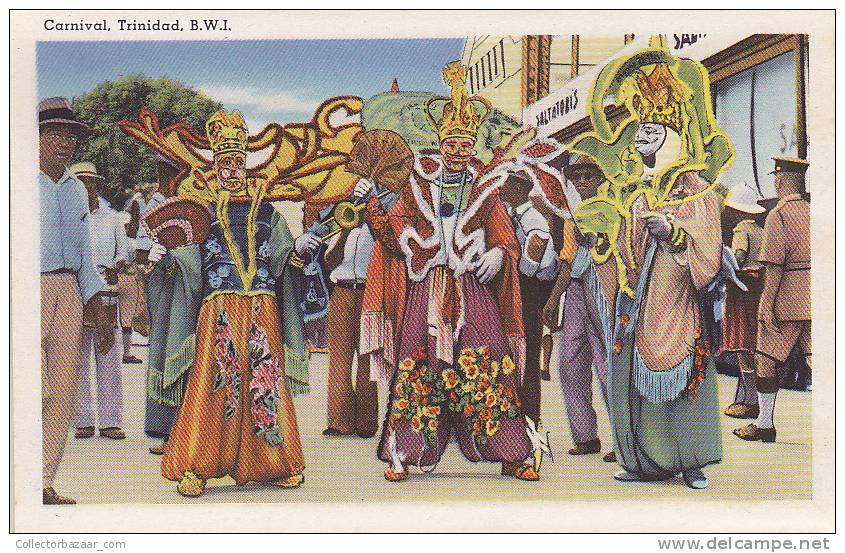 Trinidad British West indies ethnic carnival Booklet with views and 4 vintage original postcard cpa ak (W3_1027)