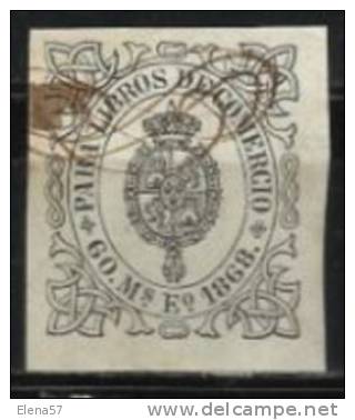9177-SELLO FISCAL CLASICO ISABEL II PARA LIBROS DE COMERCIO AÑO 1868.60 MARAVEDIES .SPAIN REVENUE,FISCAUX,STEMPELMARKEN, - Revenue Stamps