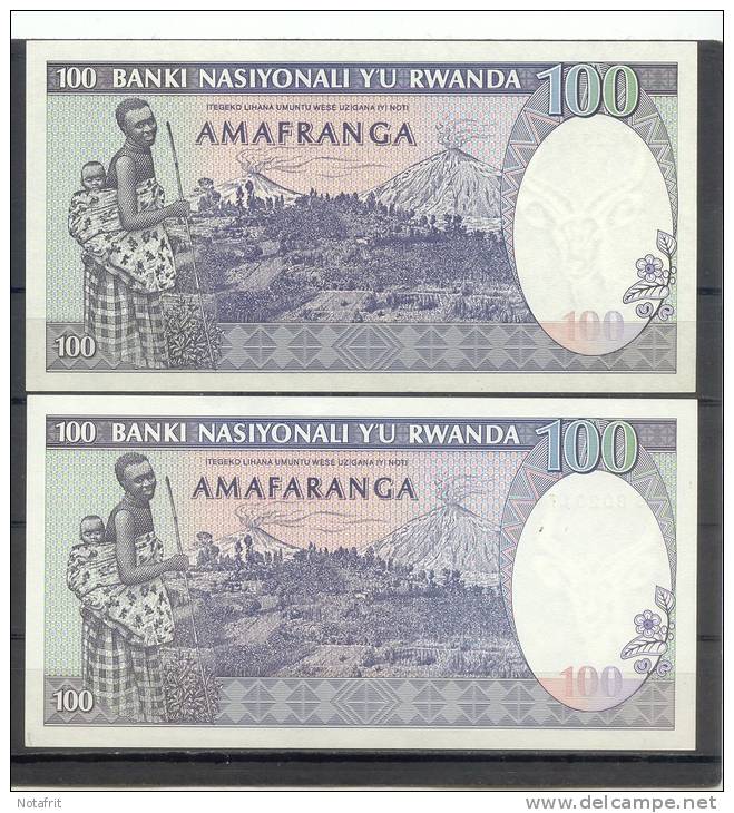 Rwanda 100 Fr 1982 And 1989  UNC - Rwanda