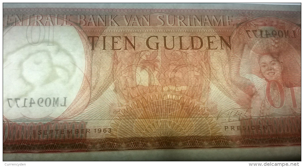 Suriname P121, 10 Gulden, Pretty Woman W/basket On Head - Suriname