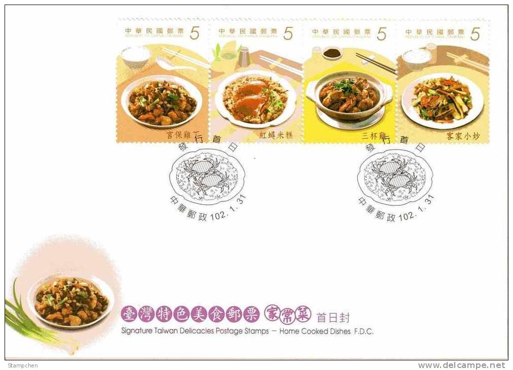 FDC(A) 2013 Delicacies– Home Cooked Dishes Stamps Cuisine Teapot Tea Gourmet Food Crab Rice Chicken Mushroom Boar - Other & Unclassified