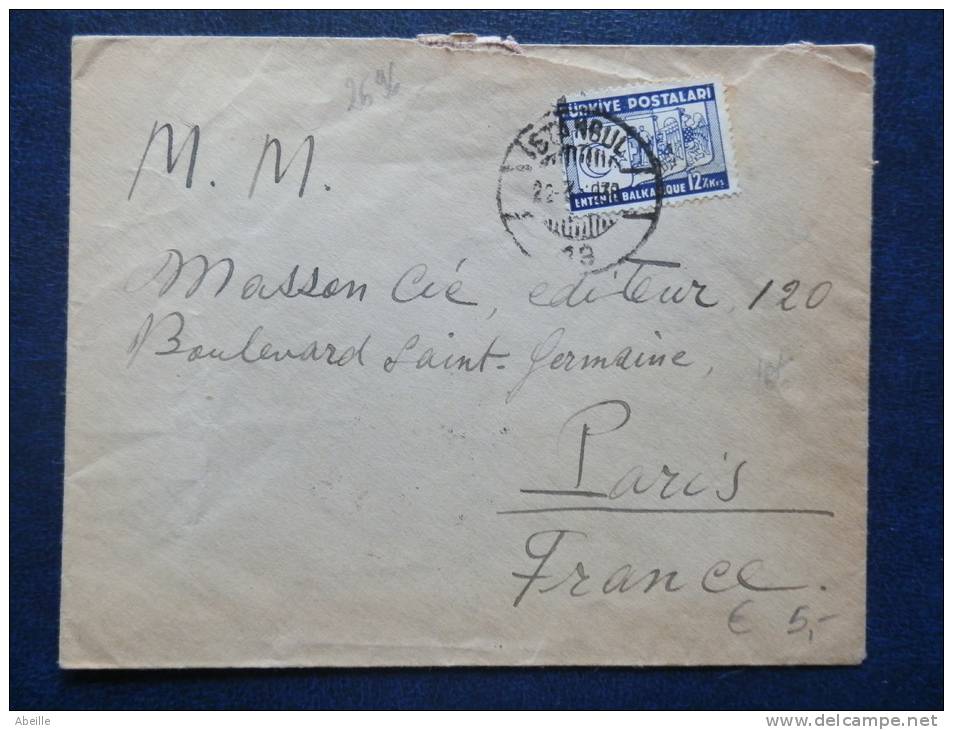 A2696    LETTRE POUR PARIS 1938 - Cartas & Documentos