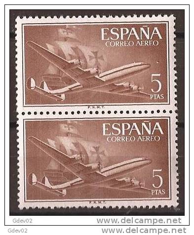ES1177-LA976TSC.Spain Espagne SUPER-CONSTELLATION Y NAO SANTA MARIA 1955/56.(Ed.1177**)sin Charnela LUJO  BLOQUE DE 2 - Sin Clasificación