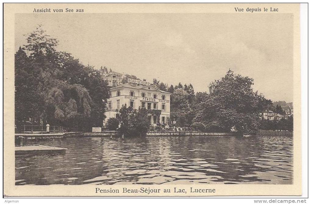 6214 - Pension Beau-Séjour Au Lac Lucerne Vue Depuis Le Lac - Lucerne