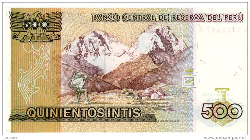 PEROU - Billetde 500 Intis (bon état) N° A3952547 S - Peru