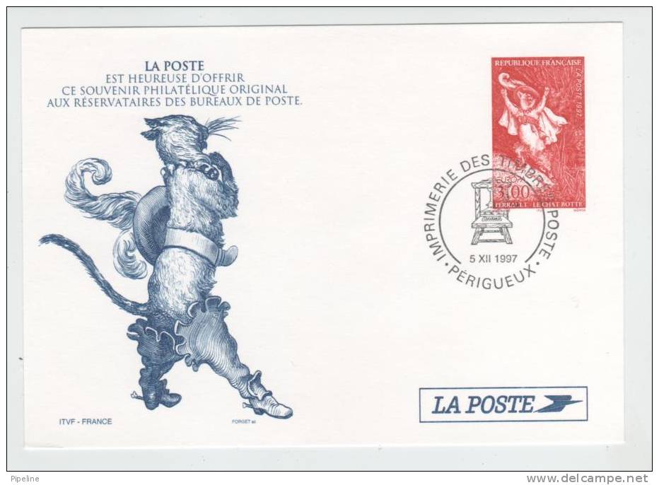 France Postal Stationery Special Cancel  LE CHAT BOTTE 5-12-1997 With Cachet - Official Stationery