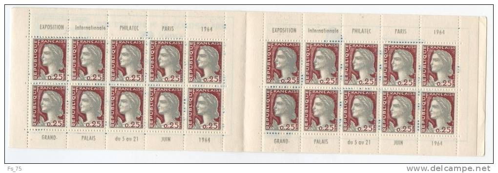 FRANCE CARNET N°1263 MARIANNE DE DECARIS 0F25 GRIS ET CARMIN - C4 - S.8.64 - PHILATEC X 4 - Andere & Zonder Classificatie