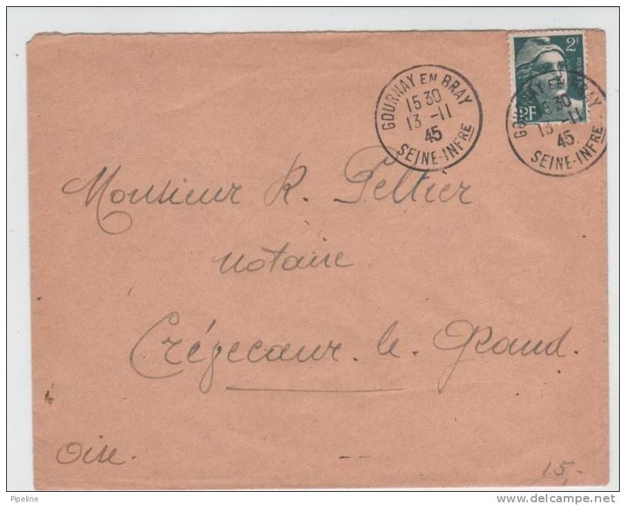 France Cover Sent To Oise Gournay En Bray 13-11-1945 - Covers & Documents