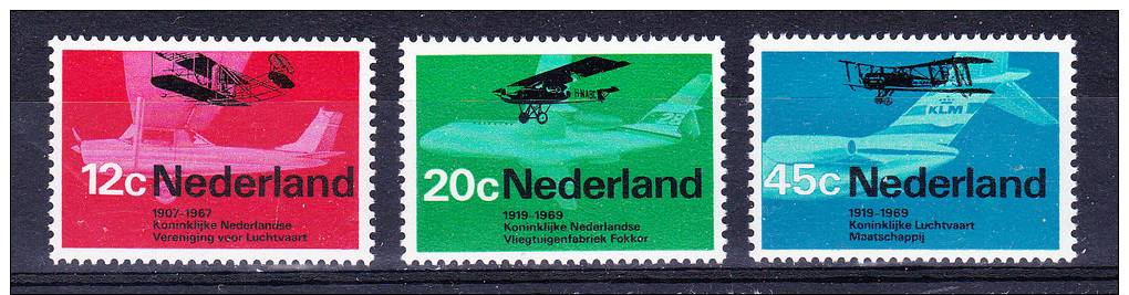 NETHERLANDS  1968 , Aviation   Y&T #  874 / 6   , Cv 2,30 E ,   ( Y&T 2004 )  ** M N H , V V F - Nuovi