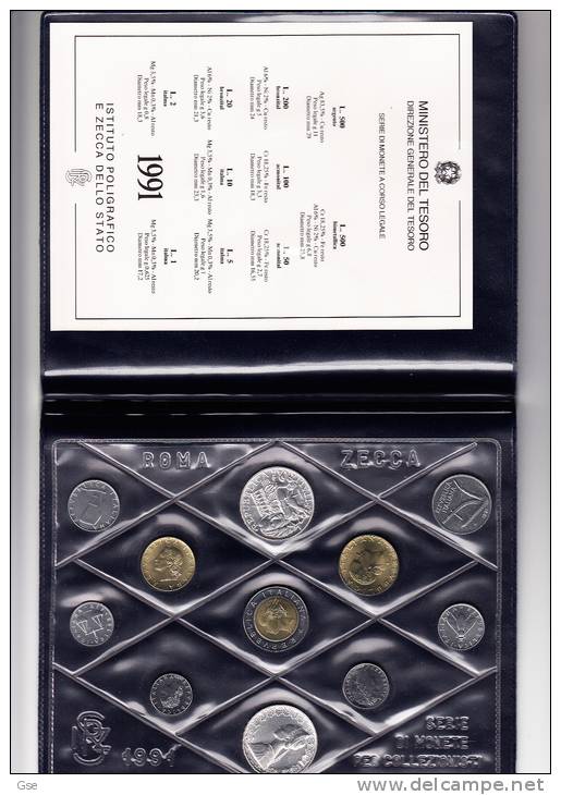 ITALIA 1991 - Serie  Completa 11 Monete In Confezione Originale IPZS (Vivaldi) - Mint Sets & Proof Sets