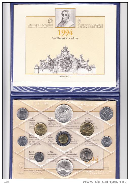 ITALIA 1994 - Serie  Completa 11 Monete In Confezione Originale IPZS (Tintoretto) - Set Fior Di Conio