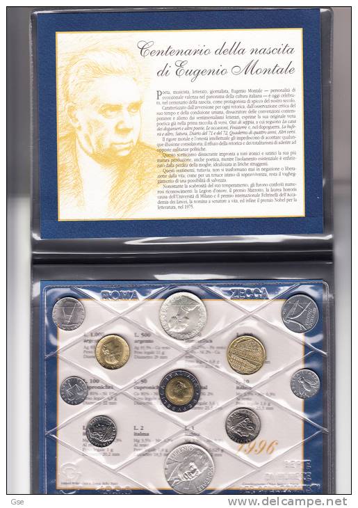 ITALIA 1996 - Serie  Completa 11 Monete In Confezione Originale IPZS (Montale) - Mint Sets & Proof Sets