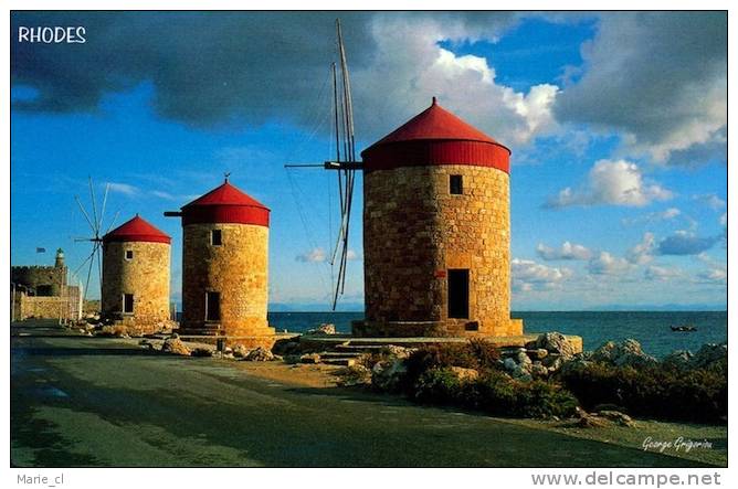 Carte Postale De Grèce- Rhodes : Les Moulins - Grèce