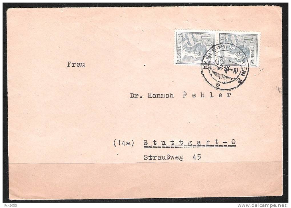 All. Besetzung,Gemeinschaftsau Sg. MiNr 947 Mef. Auf Brief Gel. Stempel Kalsruhe Nach Stuttgart   ( D62 )NP - Covers & Documents