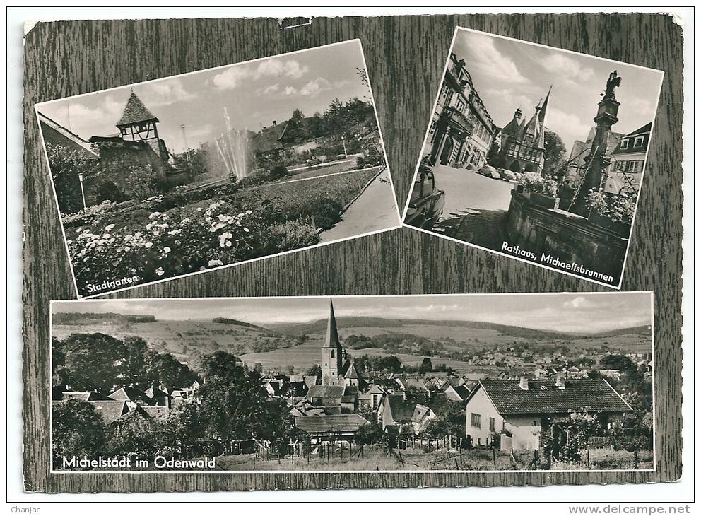 Cpsm: ALLEMAGNE Michelstadt Im Odenwald, Stadtgarten, Rathaus Michaelisbrunnen 1962 - Michelstadt