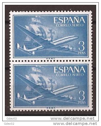 ES1175-A975TA.Spain Espagne SUPER-CONSTELLATION Y NAO SANTA MARIA 1955/56.(Ed.1175**)sin Charnela LUJO  BLOQUE DE 2 - Ungebraucht