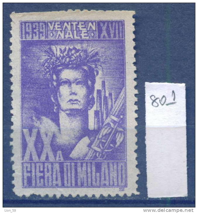 14K801 / Label - 1939 VENTENNALE XVII - XX A FIERA DI MILANO -   Italia Italy Italie Italien Italie - Other & Unclassified