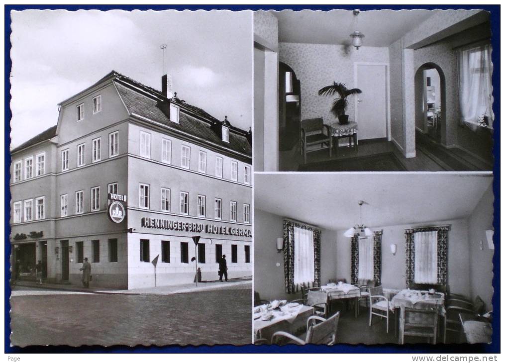 Fulda,Hotel Germania,ca. 1960,3-Bild-Karte,Außenansicht Und 2 Innenansichten, - Fulda