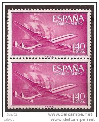 ES1174-LA974TSC.Spain Espagne SUPER-CONSTELLATION Y NAO SANTA MARIA 1955/56.(Ed.1174**)sin Charnela LUJO  BLOQUE DE 2 - Non Classificati
