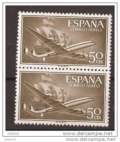 ES1171-A971TSC.Spain Espagne SUPER-CONSTELLATION Y NAO SANTA MARIA 1955/56.(Ed. 1171**)sin Charnela LUJO  BLOQUE DE 2 - Ohne Zuordnung