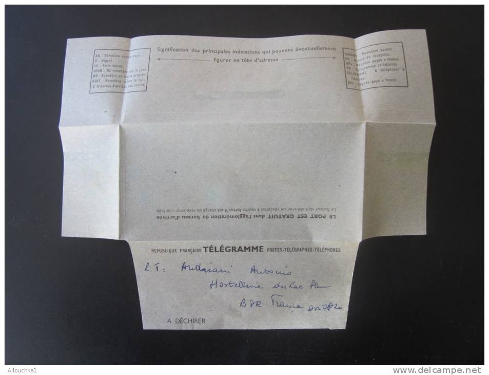 TELEGRAMME OFFICIEL: De Asmara A. A. Pour Hostellerie Du Lac Cabriés  Bouches-du-Rhône 14 Août 1961 - Telegraph And Telephone