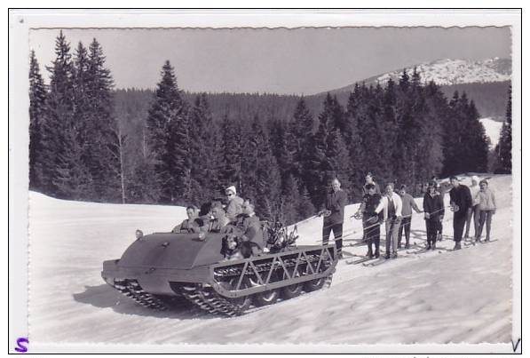 St. Cergue (VD) La Chenillette, Raupenfahrzeug, Wintersport Ski, Foto, Ca. 1955  ***25829 - Saint-Cergue