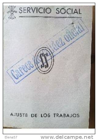 B9A-CARNET CARTILLA LIBRETA FALANGE BARCELONA SERVICIO SOCIAL ,CON SELLOS,UNO 5PTS JOSE ANTONIO, CONSTA DE 24 PAGINAS - Nationalist Issues