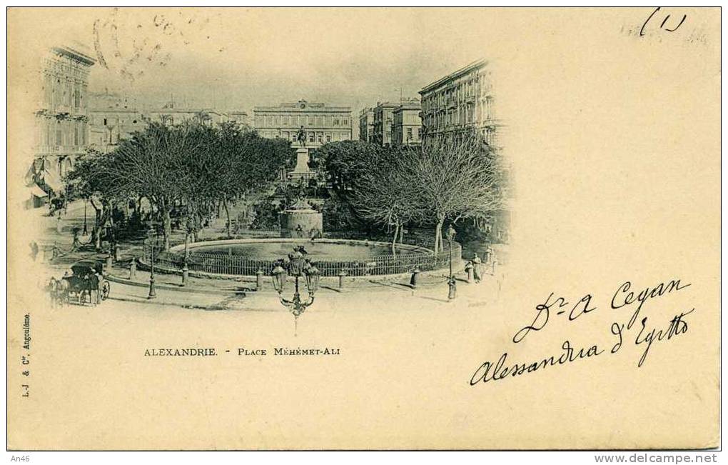 ALEXANDRIE - PLACE MEHEMET VG 1900 XTORINO ORIGINALE D´EPOCA 100% - Alexandria