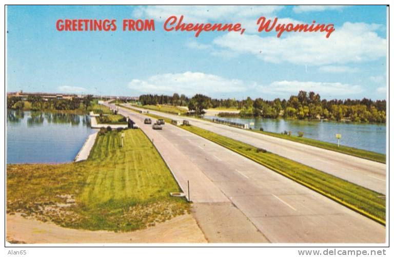 Cheyenne WY Wyoming, Highway Scene, Autos, C1960s Vintage Postcard - Cheyenne