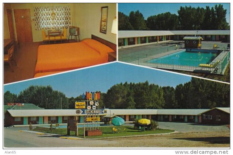 Ranchester WY Wyoming, Motel &amp; Restaurant, Interior View Television Set, C1970s Vintage Postcard - Autres & Non Classés