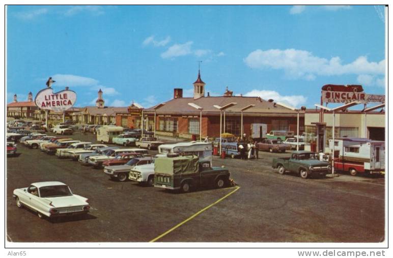 Little America WY Wyoming, Roadside Travel Center, Gas Restaurant, Autos, Penguin Sign, C1960s Vintage Postcard - Other & Unclassified