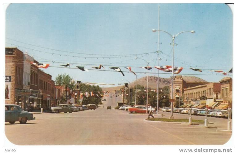 Thermopolis WY Wyoming, Street Scene, Business District, Autos, C1950s Vintage Postcard - Autres & Non Classés