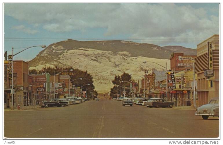 Cody WY Wyoming, Street Scene, Autos, Drugs Sign, Bar Cafe, C1950s/60s Vintage Postcard - Cody