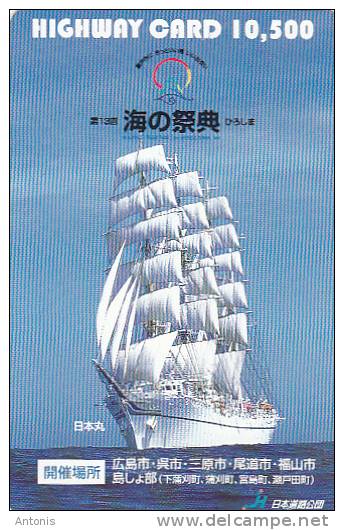 JAPAN - Sailing Boat, Highway Card Y10500, Used - Barche