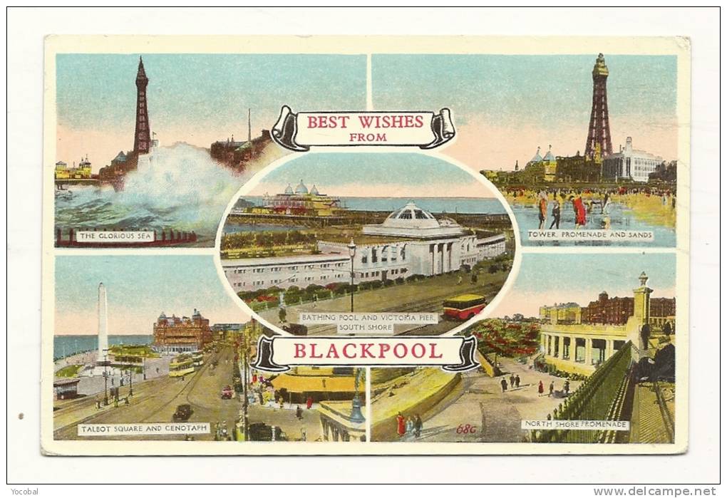 Cp, Angleterre, Blackpool, Multi-Vues, écrite - Blackpool