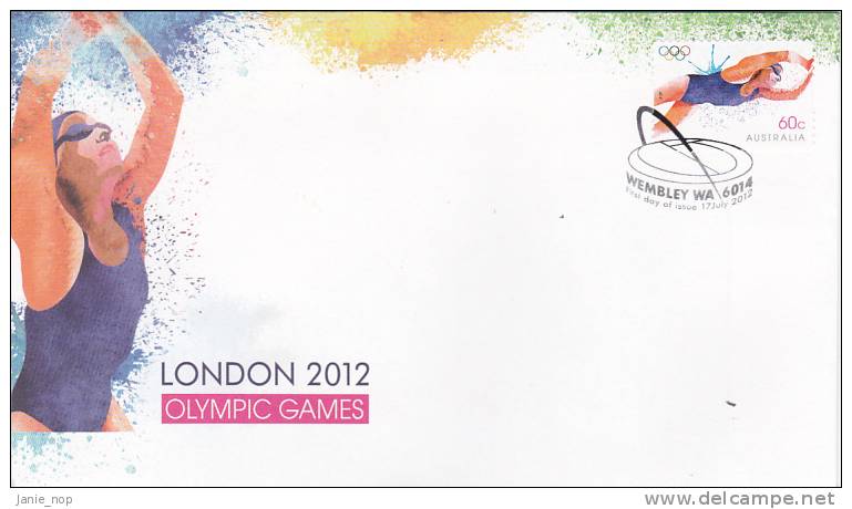 Australia 2012 London Olympic Games Self Adhesive FDC - Ersttagsbelege (FDC)