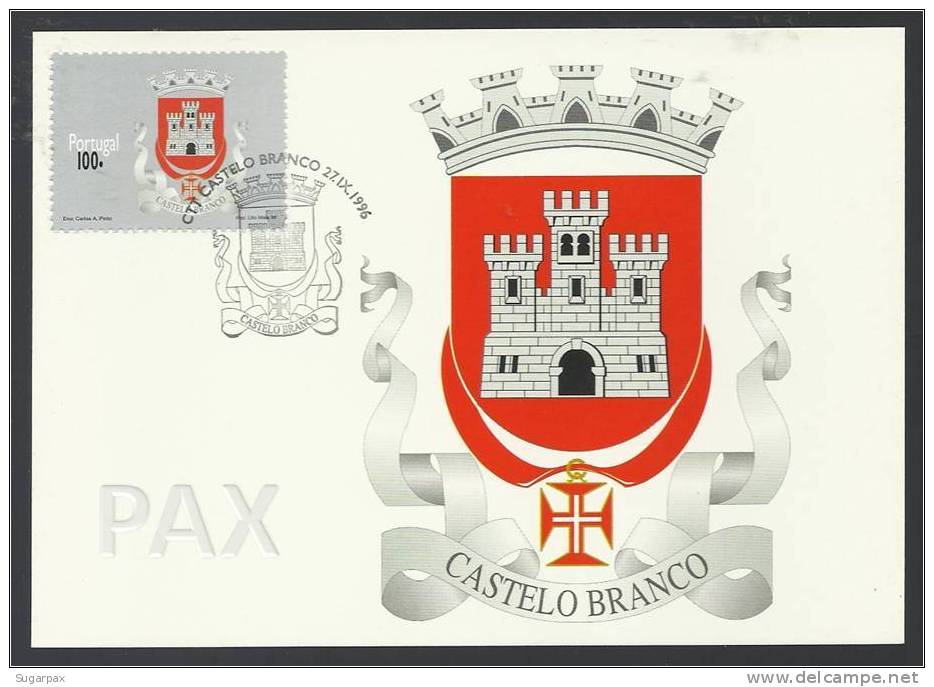 PORTUGAL - CASTELO BRANCO - BRASÃO BRAZÃO DE ARMAS - COAT OF ARMS - ARMOIRIES - 2 SCANS - CARTE MAXIMUM - MAXICARD - Tarjetas – Máximo