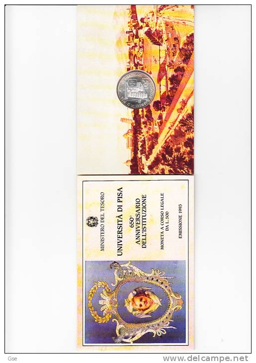 ITALIA  1993 - Università Pisa 500 Lire In Astuccio Originale - Conmemorativas